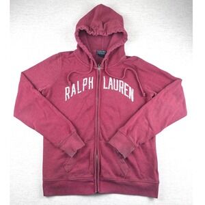 Vintage y2k Polo Jeans Company Ralph Lauren Zip Up Hoodie Red Womens L Spellout